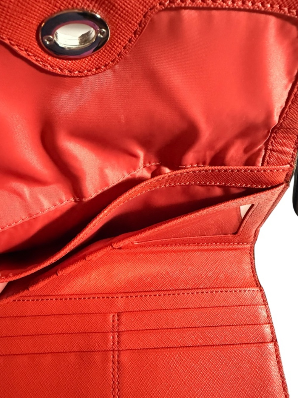 Coach Park Coral Pink Sienna Pebble Leather Trifold Turnlock Envelope Wallet - Picture 7 of 9